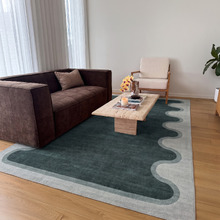 Dark Green Pierre Machine Washable Rug