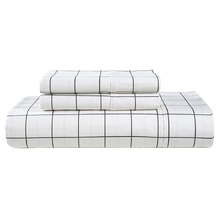 Charcoal Windowpane Organic Washed Cotton Quilt Cover Set