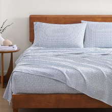 Blue Polka Dot Organic Washed Cotton Sheet Set