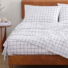Charcoal Windowpane Organic Washed Cotton Sheet Set