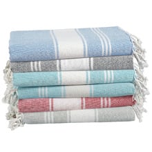 6 Piece Chambray Cotton Beach Towel Set