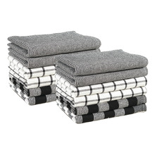 12 Piece Checkered Cotton Tea Towel Set