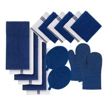 16 Piece Cotton Tea Towel, Dish Cloth, Pot Holder & Oven Mitt Set