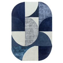 Indigo Oval Hand-Tufted Wool-Blend Rug