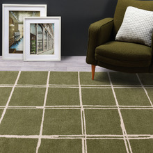 Olive Albany Grid Hand-Tufted Wool Rug