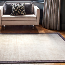 Charcoal Blade Border Hand-Woven Viscose Rug