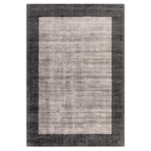 Charcoal Blade Border Hand-Woven Viscose Rug