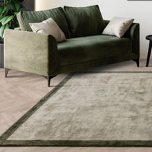 Olive Blade Border Hand-Woven Viscose Rug