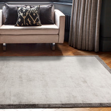 Grey Blade Border Hand-Woven Viscose Rug