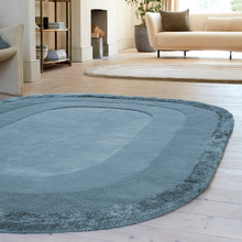 Denim Halo Hand-Tufted Wool & Viscose Oval Rug