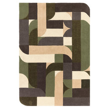 Sage Matrix Klotski Hand-Tufted Wool Rug