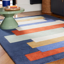 Navy Reef Stacks Hand-Tufted Wool Rug