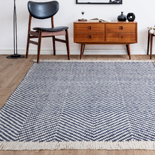 Navy Vigo Flat Weave Wool-Blend Rug