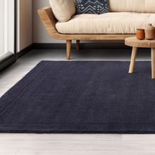 Navy York Hand-Woven Wool Rug
