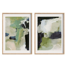 Green No. I & II Framed Paper Print Wall Art Diptych