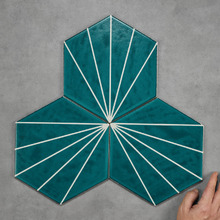 Astoria Satin Teal Hexagon Ceramic Tile