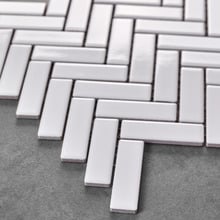 Carlotta Black Satin Herringbone Porcelain Mosaic Tile