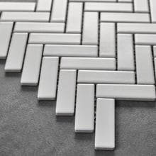 Carlotta Black Satin Herringbone Porcelain Mosaic Tile