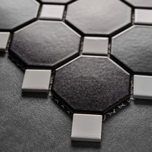 Stanmore Matt Black & White Octagon Porcelain Mosaic Tile