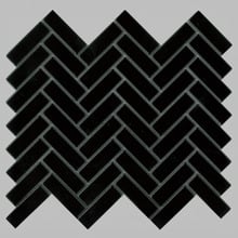 Carlotta Black Satin Herringbone Porcelain Mosaic Tile