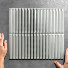 Akira Silver Sage Kit Kat Porcelain Mosaic Tile