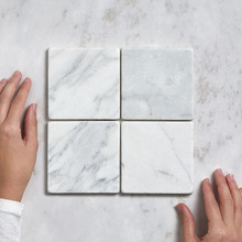 Apollo 100x100mm Tumbled Calacatta Gold Square Marble Tile