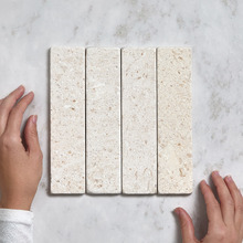 Apollo Tumbled White Limestone Subway Tile
