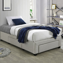 Oat White Astro King Single Storage Bed Base with Mattress