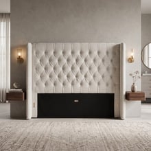 Oat White Forest Hill Button Tufted Queen Bedhead
