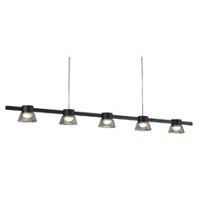 Rocket Iron & Glass Tri-Colour LED 5 Light Pendant