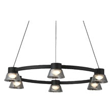 Rocket Iron & Glass Tri-Colour LED 6 Light Pendant