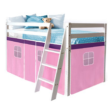 Kingston Single Pine Wood Loft Bed with Curtain