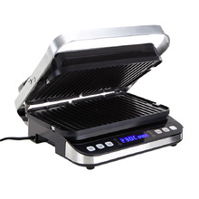 4-in-1 Electric Contact Grill with Ribbed Plates