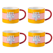 Sunnie Let's Brew It 300ml Stoneware Mugs (Set of 4)