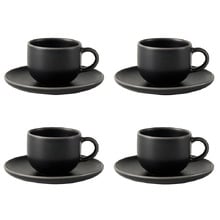 Mikkie 100ml Stoneware Espresso Cups & Saucers (Set of 4)