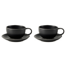 Mikkie 200ml Stoneware Teacups & Saucers (Set of 2)