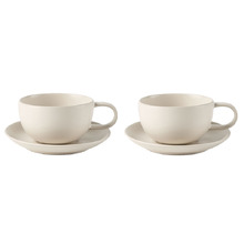 Mikkie 200ml Stoneware Teacups & Saucers (Set of 2)