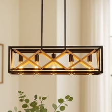 Alphonse Wooden Linear 5 Light Pendant