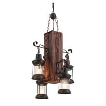 Debra Pine Wood 4-Light Pendant Light