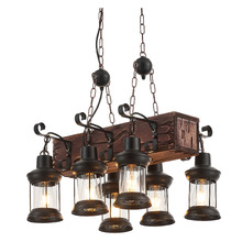 Debra Pine Wood 6-Light Pendant Light