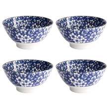 Tokyo Blue Sakura Porcelain Ramen Bowls (Set of 4)