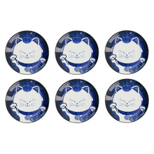 Blue Kawaii Cat Neko Side Plates (Set of 6)