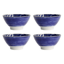 Blue Japonism Carp Porcelain Tendon Bowls (Set of 4)