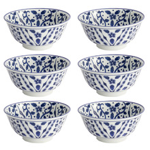 Tokyo Blue Maizuru 15cm Porcelain Tayo Bowls (Set of 6)