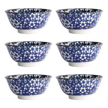 Tokyo Blue Sakura 15cm Porcelain Tayo Bowls (Set of 6)