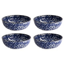 Tokyo Blue Sakura 20cm Porcelain Ramen Bowls (Set of 4)