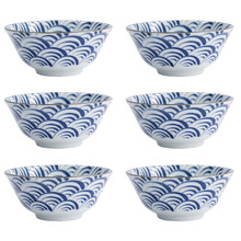 Natsu Nami 15.2cm Porcelain Tayo Bowls (Set of 6)