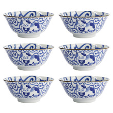 Kawaii Cat Neko Swirl 14.9cm Tayo Bowls (Set of 6)