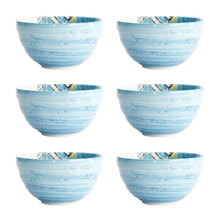 Seafood Crab 13.2cm Porcelain Rice Bowls (Set of 6)