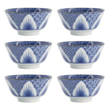 Lily Flower 13.5cm Porcelain Rice Bowls (Set of 6)